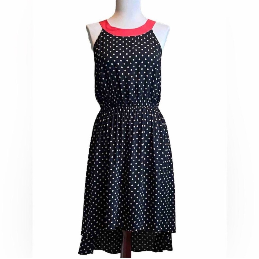 Black/White Polkadot Dress - Asymmetrical - SZ Med